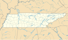 Mapa konturowa Tennessee, po prawej znajduje się punkt z opisem „Knoxville”