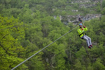 Zipline in the Yell Extreme Park