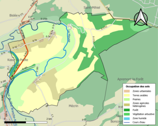 Carte en couleurs présentant l'occupation des sols.