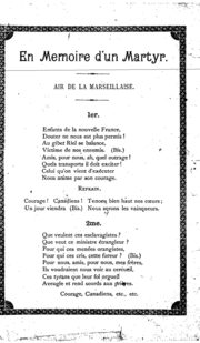 Thumbnail for File:A la memoire de Louis Riel - la Marseillaise canadienne (1885) p2.png