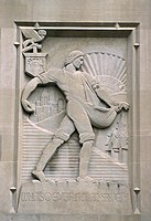 Lee Lawrie, The Sower, 1928 Art Deco relief on Beaumont Tower, Michigan State University