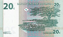 20 centimes congolais, Face verso