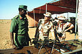 A Sudanese Officer and two US Army Colonels discussing during an exercise