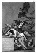El sueño de la razón produce monstruos, grabado de la serie Los caprichos de Goya (1799)