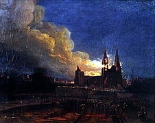 1836 Fournier-Désormes Incendie de la cathédrale de Chartres du 4 juin, huile sur toile, 75 × 92 cm,  Classé MH (1982)[154].