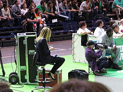 JSF Nanterre - CSKA Moscou, Euroligue, 17 October 2013 - 20 - Presentatrice Bein sport.JPG