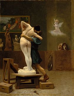 Pygmalion et Galatée, huile sur toile de Jean-Léon Gérôme (v. 1890, Metropolitan Museum of Art). (définition réelle 2 817 × 3 629)