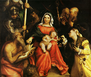 Lorenzo Lotto, Birjina eta Haurra santuen artean