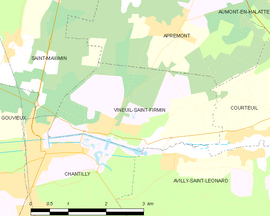 Mapa obce Vineuil-Saint-Firmin