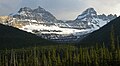 Mushroom Peak (left) seen with Diadem Peak (right) from the Icefields Parkway