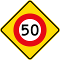 (W10-3) 50 km/h speed limit ahead