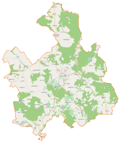 Mapa konturowa gminy Połczyn-Zdrój, blisko centrum po lewej na dole znajduje się punkt z opisem „Zajączkówko”