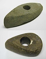 English: Simple shaft hole axes from Friggeråker or unknown location. / Svenska: Enkla skafthålsyxor från Friggeråker respektive okänd plats.