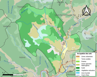 Carte en couleurs présentant l'occupation des sols.