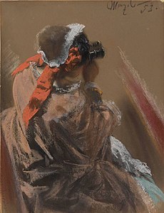 Opera ball figure study label QS:Len,"Opera ball figure study" label QS:Lde,"Opernball studie" 1853