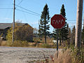 A stop sign, written in Cree.