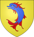 Blason du Dauphin de Viennois : D'or au dauphin d'azur barbé, loré, peautré et crêté de gueules.