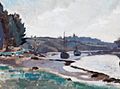 Geoffrey Nelson : Le port de Pont-Aven (vers 1940, musée des beaux-arts de Pont-Aven)