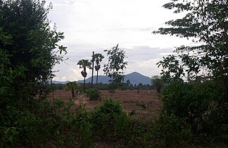 Das Elefantengebirge am Horizont von der Provinz Kampot aus betrachtet