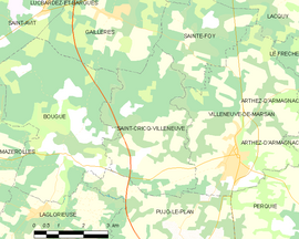 Mapa obce Saint-Cricq-Villeneuve