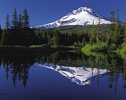 Mount Hood reflekterat i Trillium Lake.