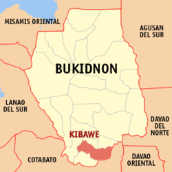 Mapa de Bukidnon con Kibawe resaltado