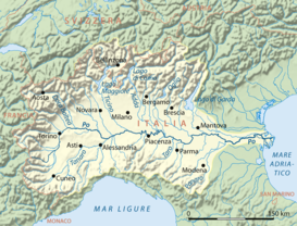 Mapa de la cuenca del río Po