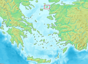 Poziția insulei Imbros în Marea Egee
