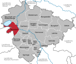 Elhelyezkedése Region Hannover térképén