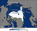 Image 68Sea cover in the Arctic Ocean, showing the median, 2005 and 2007 coverage (from Arctic Ocean)