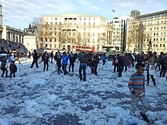 Aftermath of mass flashmob pillow fight in Trafalgar Square for International Pillow Fight Day.jpg