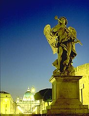 Angel on Sant'Angelo Bridge (view towards Basilica di San Pietro)