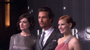With Matthew McCounaughay and Jessica Chastain at the Interstellar European premiere. (31 October 2014)