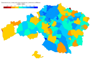 Crecimiento de la población por municipio (2008 - 2018)
