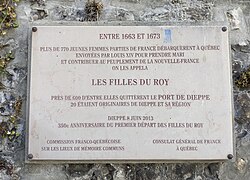 Plaque commémorative à Dieppe.