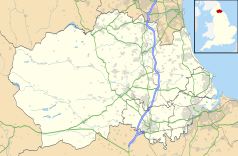 Mapa konturowa Durham, po prawej nieco u góry znajduje się punkt z opisem „Wheatley Hill”