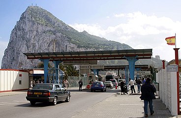 Border between Spain and Gibraltar (photographed from the Spanish side)