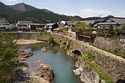 銀山まち回廊（口銀谷の町並み、市川沿いのトロッコ軌道跡）