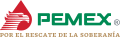 Logo oficial usado desde 2019.[9]​ Tiene en su diseño un águila real mexicana delante de una gota roja con el nombre de Pemex y el lema «Por el rescate de la soberanía».