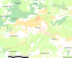 Poziția localității Privas