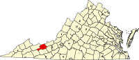Map of Virdžinija highlighting Bland County