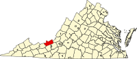 ジャイルズ郡の位置を示したバージニア州の地図
