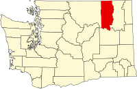 Locatie van Ferry County in Washington