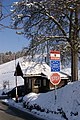 Looking into Austria from Liechtenstein, with a joint border station. Since Liechtenstein joined the Schengen Area in 2011, this border station is for customs formalities only.