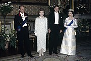 1982年6月8日、ウィンザー城にてレーガン米大統領夫妻と女王夫妻