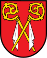 Gekreuzte Bischofsstäbe und Pannisellus: Wappen von Alsheim