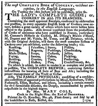 press advertisement giving details of the book, including claimed sources and a list of chapters