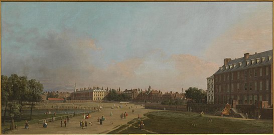 Les Old Horse Guards, vus de St James's Park vers 1749 Tate Britain, Londres[3].