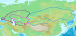 قلمرو خاقانات گوک‌ترک از سواحل دریای سیاه تا شمال چین
