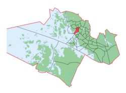 Kaupungin kartta, jossa Isolahti korostettuna.